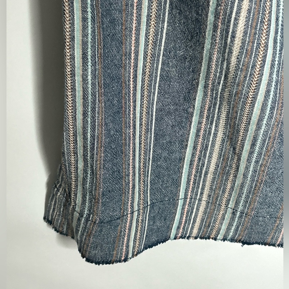 Democracy Flex-ellent Womens 8 Wide Cropped Pants Loom Striped Linen blend - Picture 2 of 12